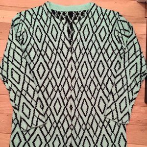 Cozy Mint Green Argyle Cardigan Sweater - S/M